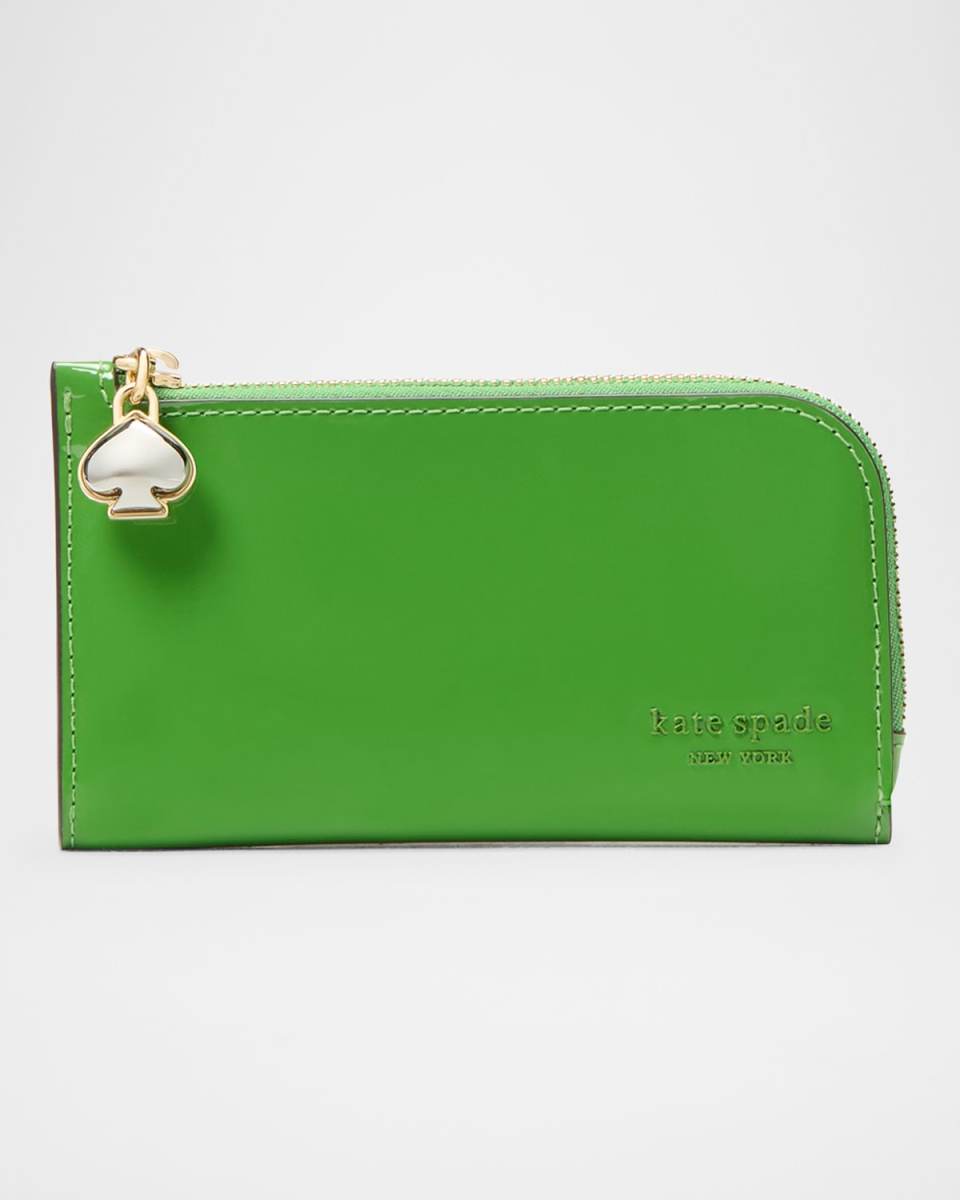 devin small patent leather bifold wallet